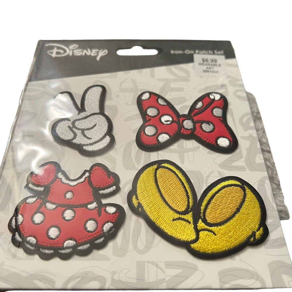 Disney Minnie Mouse Iron On Embroidered Patch 4 Piece(Glove,Bow,Dress&Shoes) NEW - Picture 3 of 4